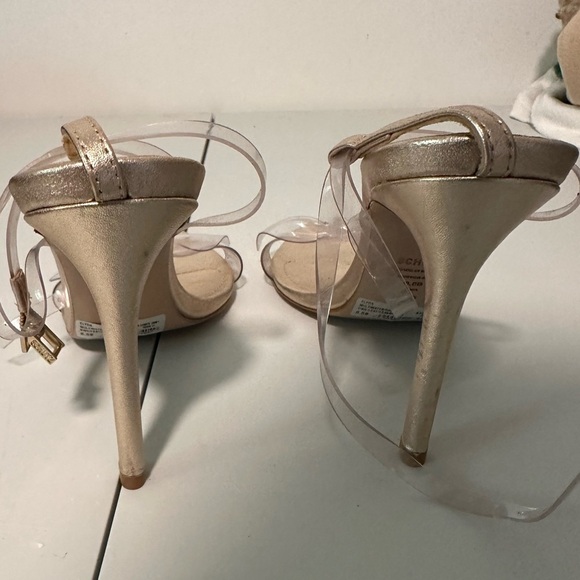 Schutz Elyda heels Bow Gold Transparent Bridal Wedding Women’s sz 8.5 - Picture 3 of 6